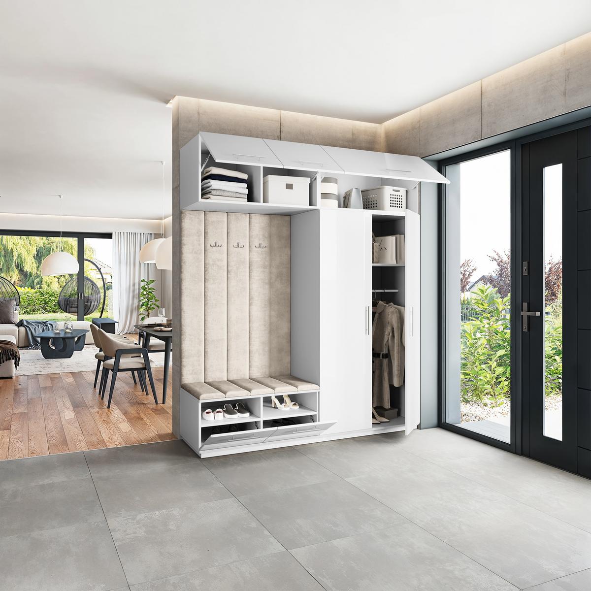 GARDEROBENSCHRANK REMA 200/240/60 cm Modern Weiß - Beige/Weiß, Holzwerkstoff (200/240/60cm) - MASSENO