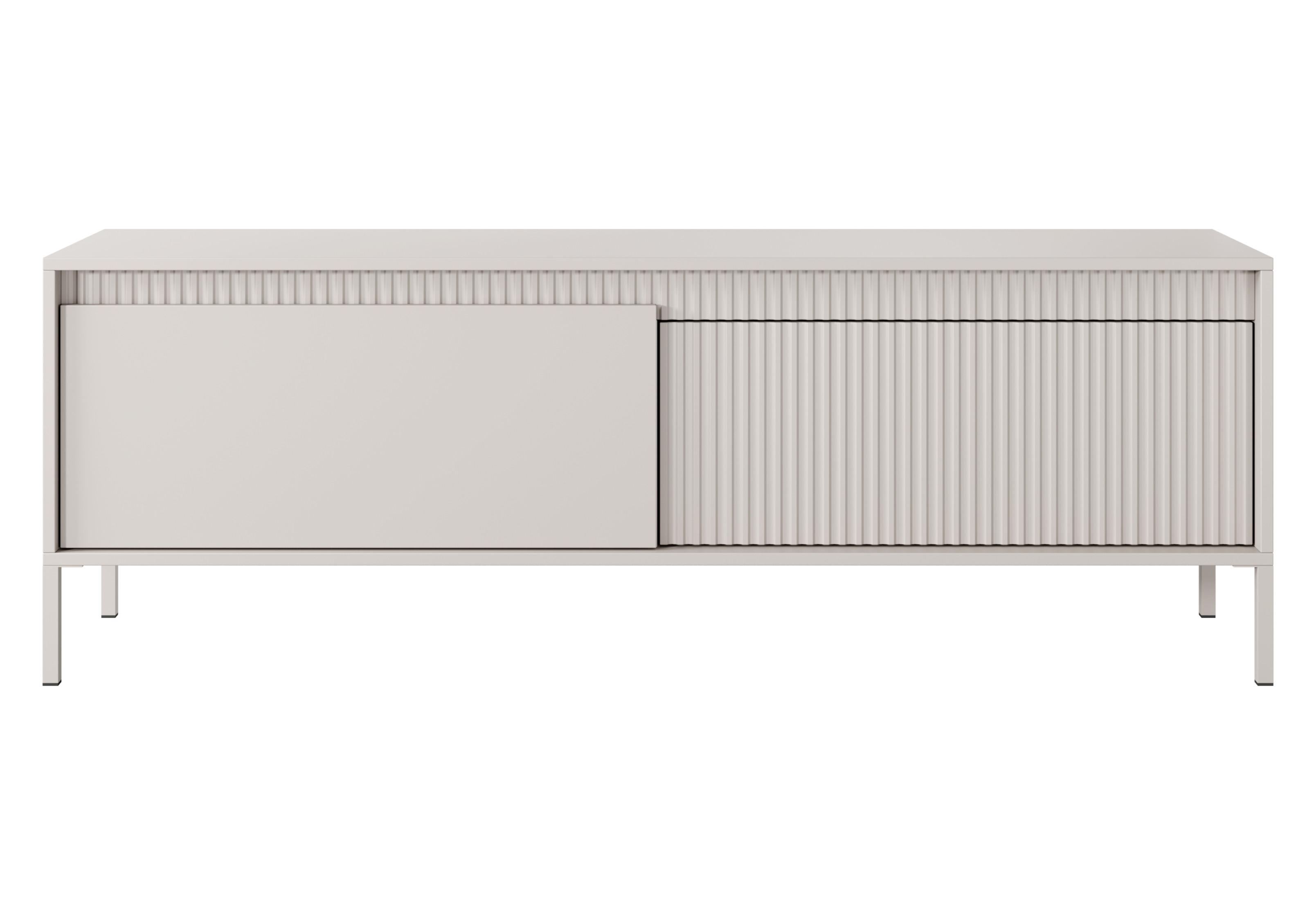LOWBOARD Trentinis 2T Beige 153,5/53,4/39,5 cm – Geriffelten Fronten - Beige, Holzwerkstoff/Metall (153.5/53.4/39.5cm) - AX Living