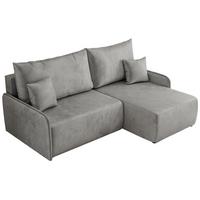 ECKSCHLAFSOFA ARPA L Hellgrau Velvet - rechts - Hellgrau/Schwarz, Kunststoff/Textil (150/198cm) - MKS