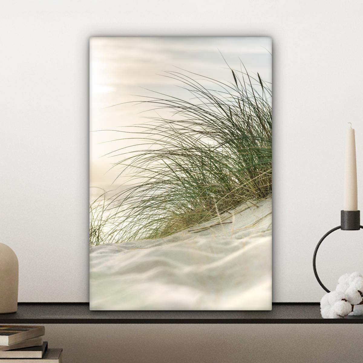 LEINWANDBILD Dünen mit Strandhafer in der Sonne des Nationalparks Schleswig-Holsteinisches Wattenmeer Deko Wohnzimmer 20x30 cm - Creme, Textil (20/30cm) - MuchoWow