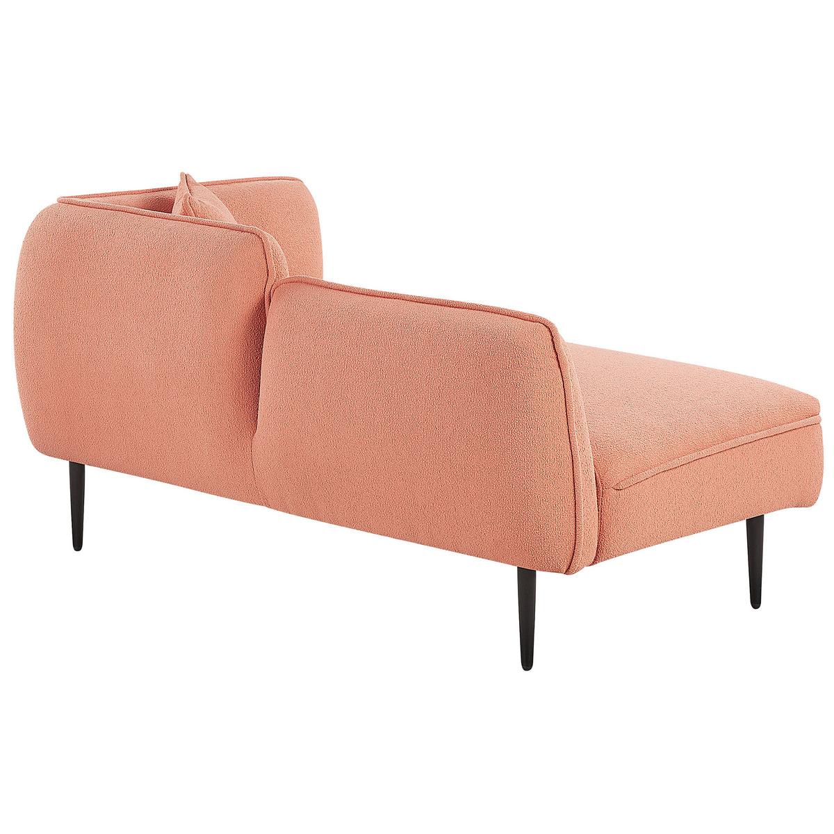 CHAISELONGUE Bouclé pfirsichrosa rechtsseitig Chevannes - Pink/Schwarz, Textil (138/74/77cm) - Beliani