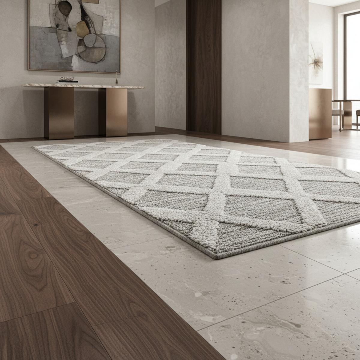 HOCHFLORTEPPICH EISACK, im Boho-Stil, Grau, 80 x 250 cm - Grau, Textil (250/80cm) - KADIMA DESIGN