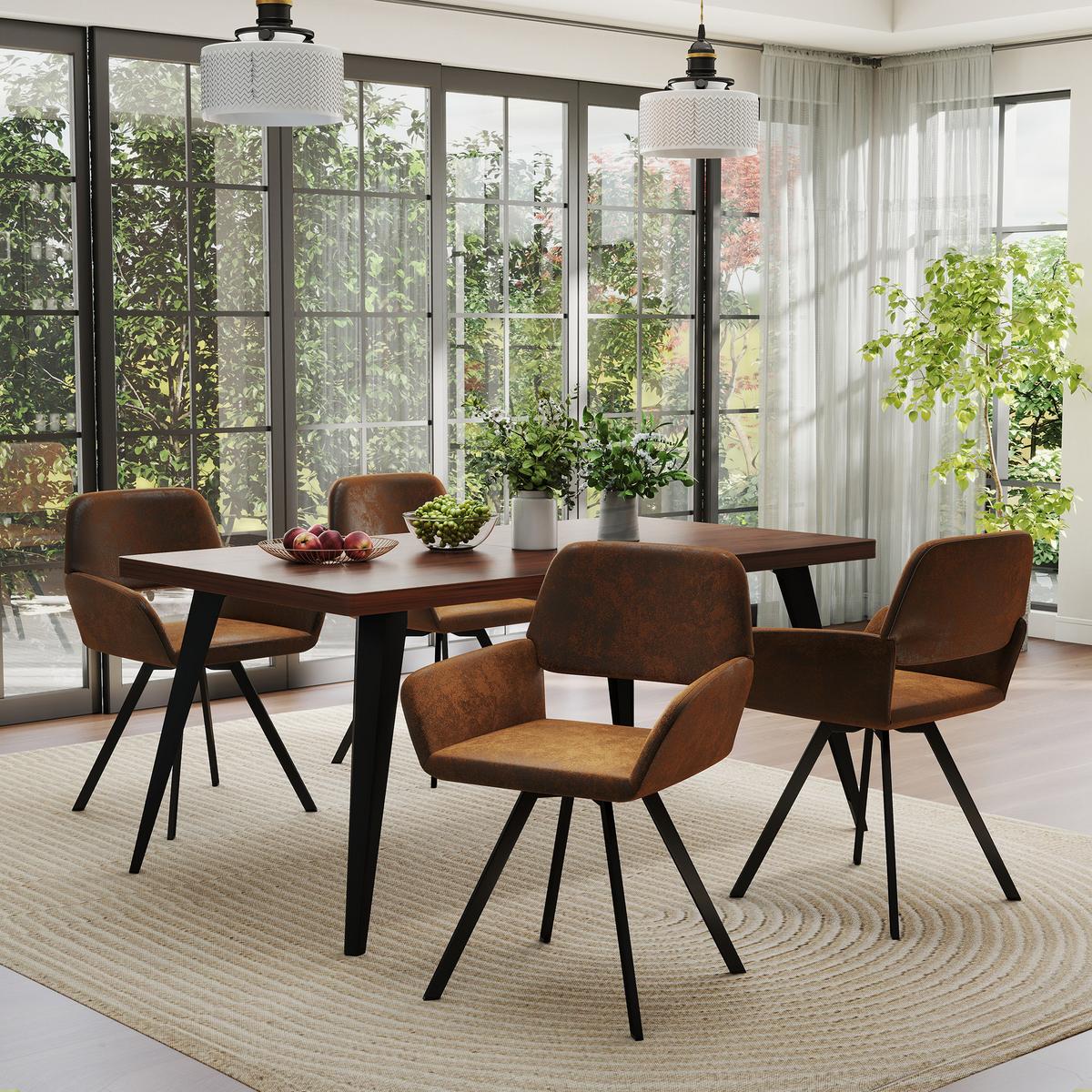 ARMLEHNSTUHL-SET 4 Stück braun - Braun, Holzwerkstoff/Textil (57/82/53cm) - Urban Meuble