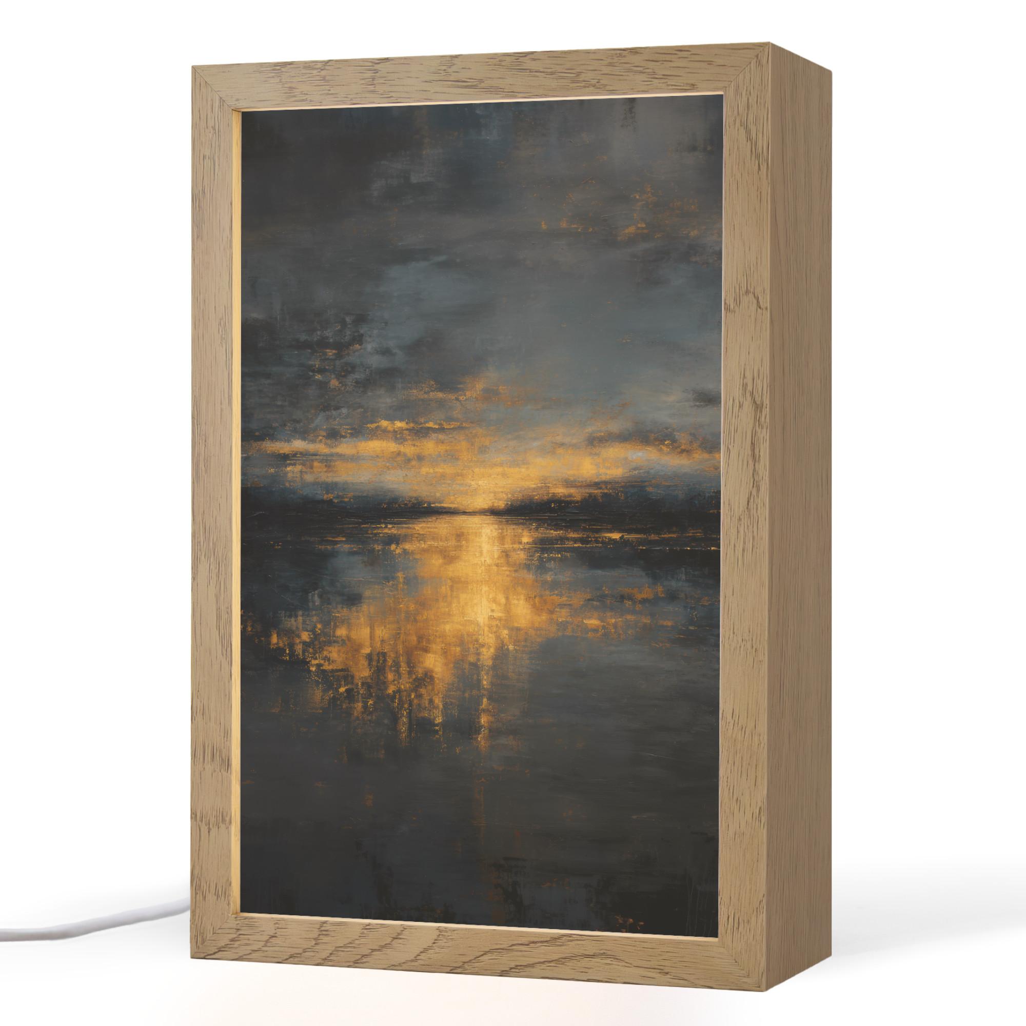 TISCHLEUCHTE Goldene Reflexion auf dem Wasser 20x30 cm - Beere, Holzwerkstoff (8/20/30cm) - OnlyWow