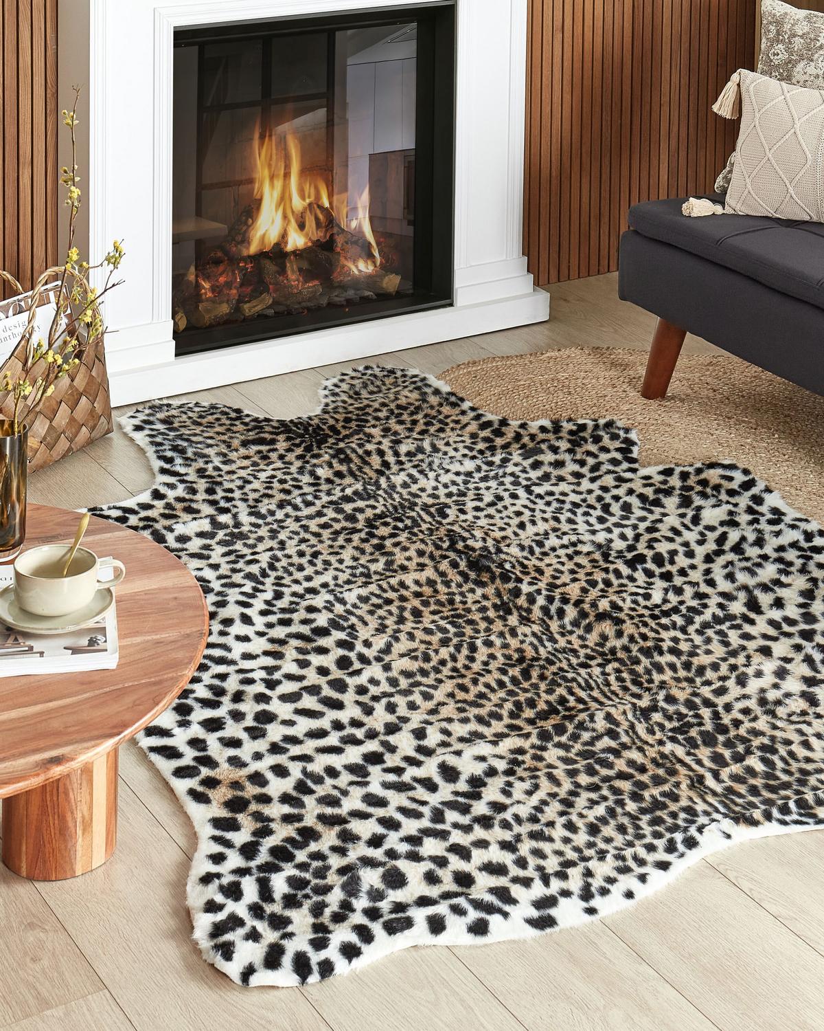 KUHFELL-TEPPICH Ossa 200/150 cm - Beige/Schwarz, Textil (150/200cm) - Beliani