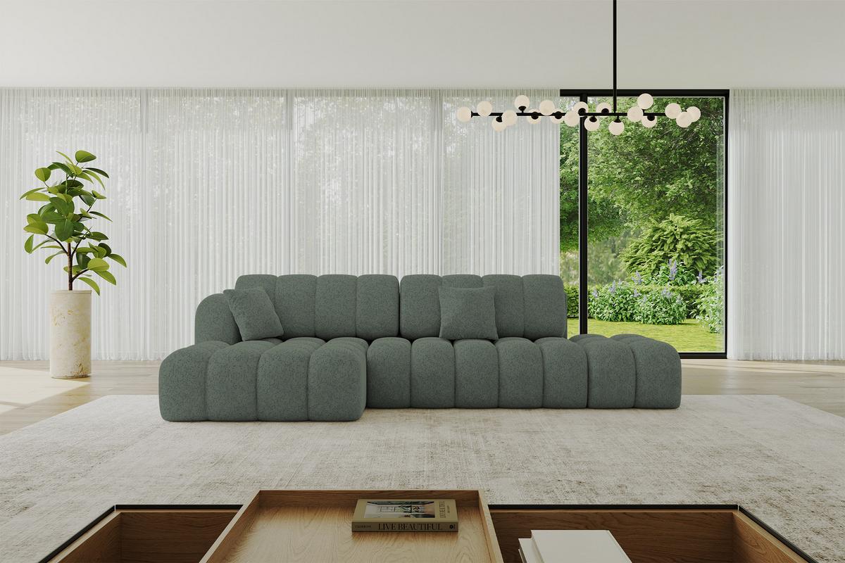 ECKSOFA mit Schlaffunktion Ottomane Links OLEA-L2 321x164x75 Grün Tissu - Waldgrün/Schwarz, Holzwerkstoff/Kunststoff (321/164cm) - ALTDECOR