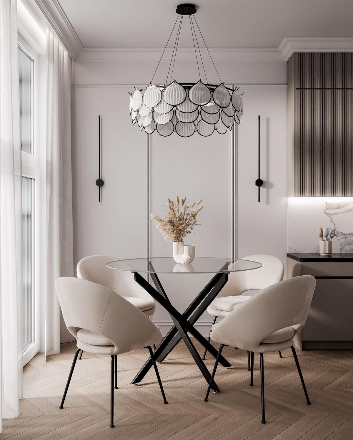 ESSTISCH BEIRA Runder Tisch 90 cm mit Glasplatte und Schwarz Tischbeine - Schwarz, Metall (90/90/72cm) - Lookway