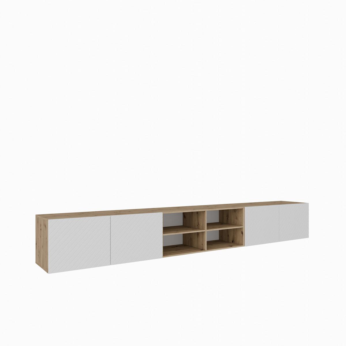 LOWBOARD CAVA 300/41/40 cm, Hängender TV-Schrank Eiche Artisan - Weiß/Eiche Artisan, Holzwerkstoff (300/41/40cm) - MASSENO