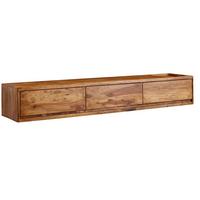 LOWBOARD Massivholz Modern Stil Hängend für 65-Zoll Fernseher mit 3 Schubladen - Braun, Holz (160/25/35cm) - KADIMA DESIGN