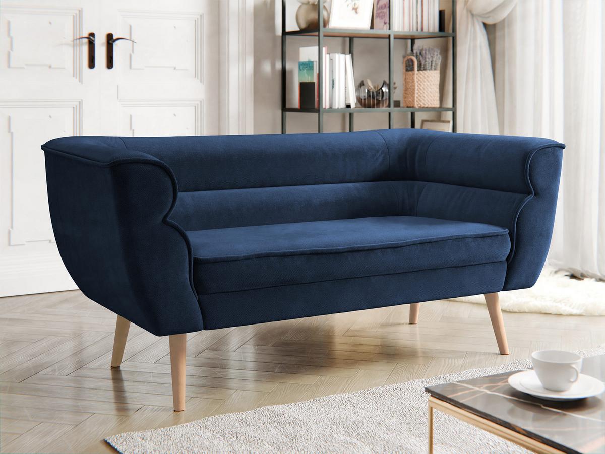 SOFA Bal 2 - Dunkelblau/Naturfarben, Holz/Textil (142/75/74cm) - MIRJAN24