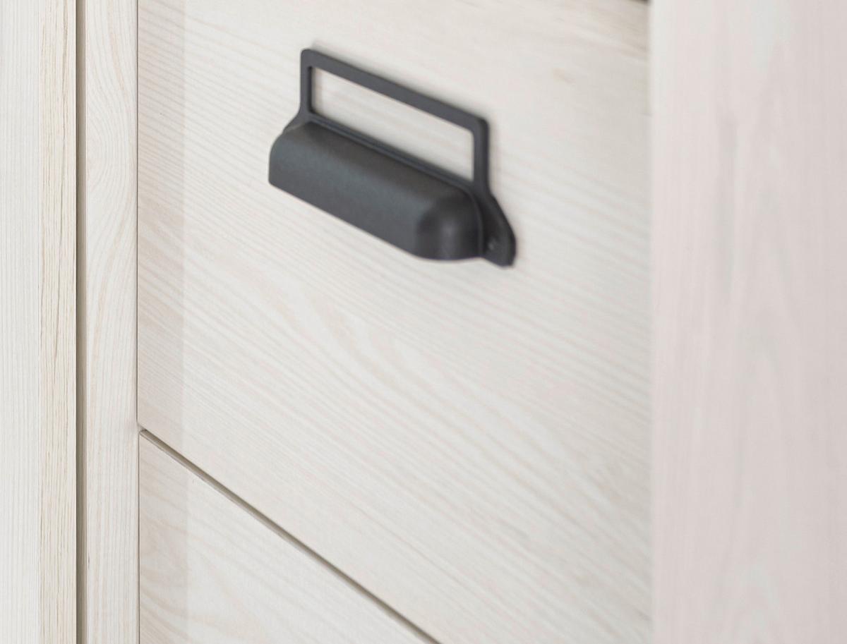 WOHNWAND weiß Pinie, anthrazit Landhaus, Wohnkombination 3-teilig 233 cm - Anthrazit/Weiß, Holzwerkstoff/Metall (233/170/43cm) - Furn.Design