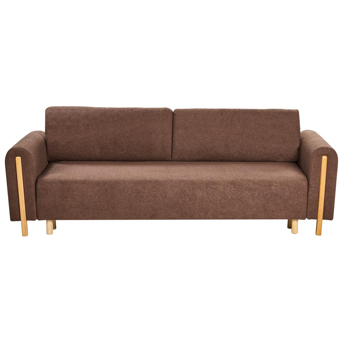 SCHLAFSOFA 3-Sitzer Bouclé Braun mit Stauraum Kvam - Braun, Textil (242/85/99cm) - Beliani
