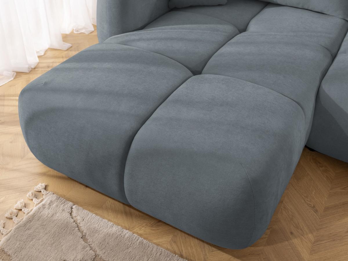 ECKSOFA Loretto aus natürlichem Dunkelgrau Webstoff mit Schlaffunktion, Bettkasten und tiefen Steppungen in Bubble-Optik - Dunkelgrau/Schwarz, Holz/Kunststoff (180/275cm) - S-Style