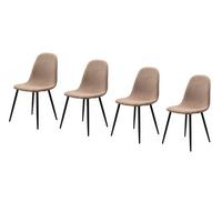 STUHL 4er-Set braun Cord, Esszimmerstuhl mit 4-Fuß-Gestell - Schwarz/Braun, Textil/Metall (50/83/43cm) - Furn.Design