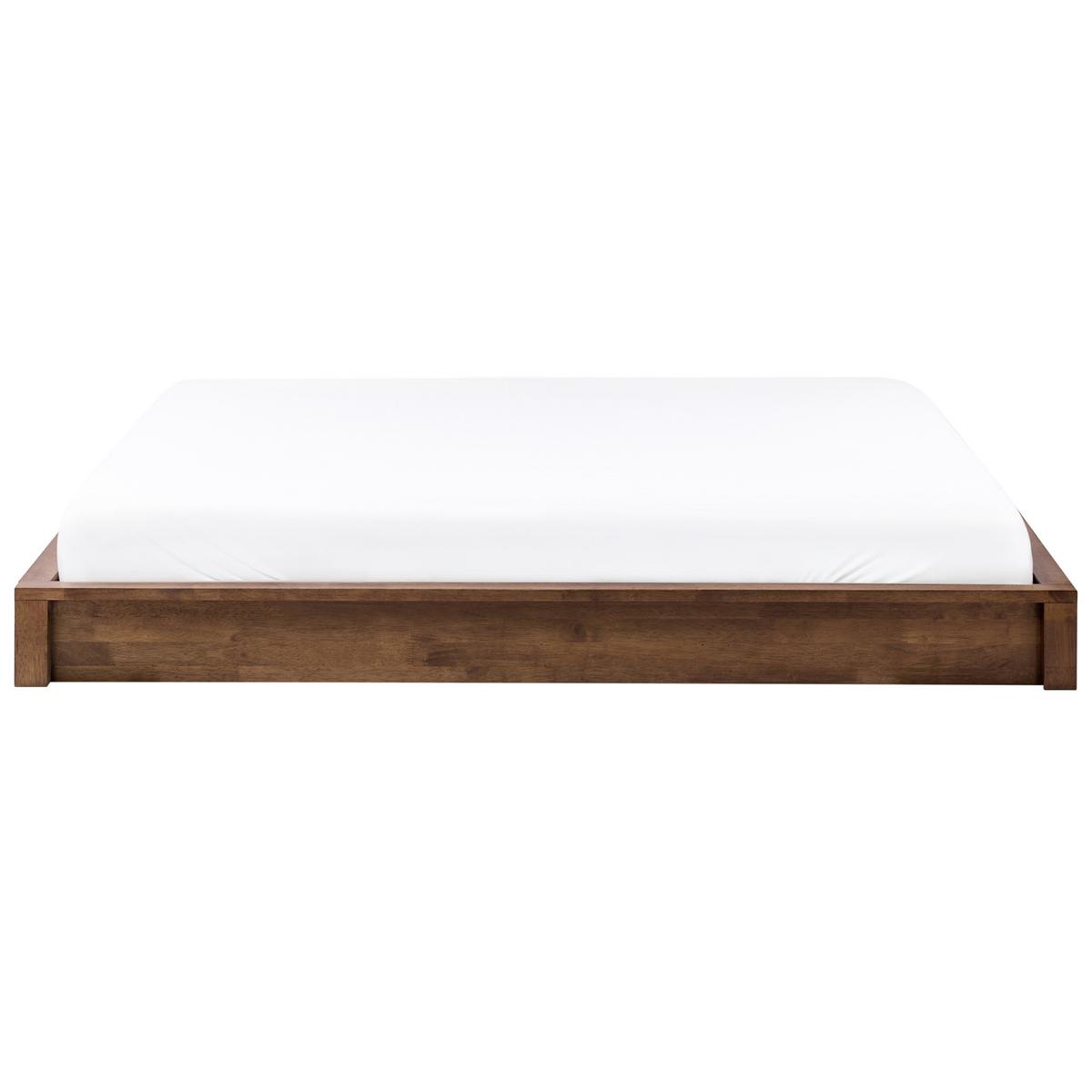 BETT ohne Kopfteil 160/200 cm Gummibaumholz Dunkelbraun Antras - Dunkelbraun, Holz (160/200cm) - Beliani