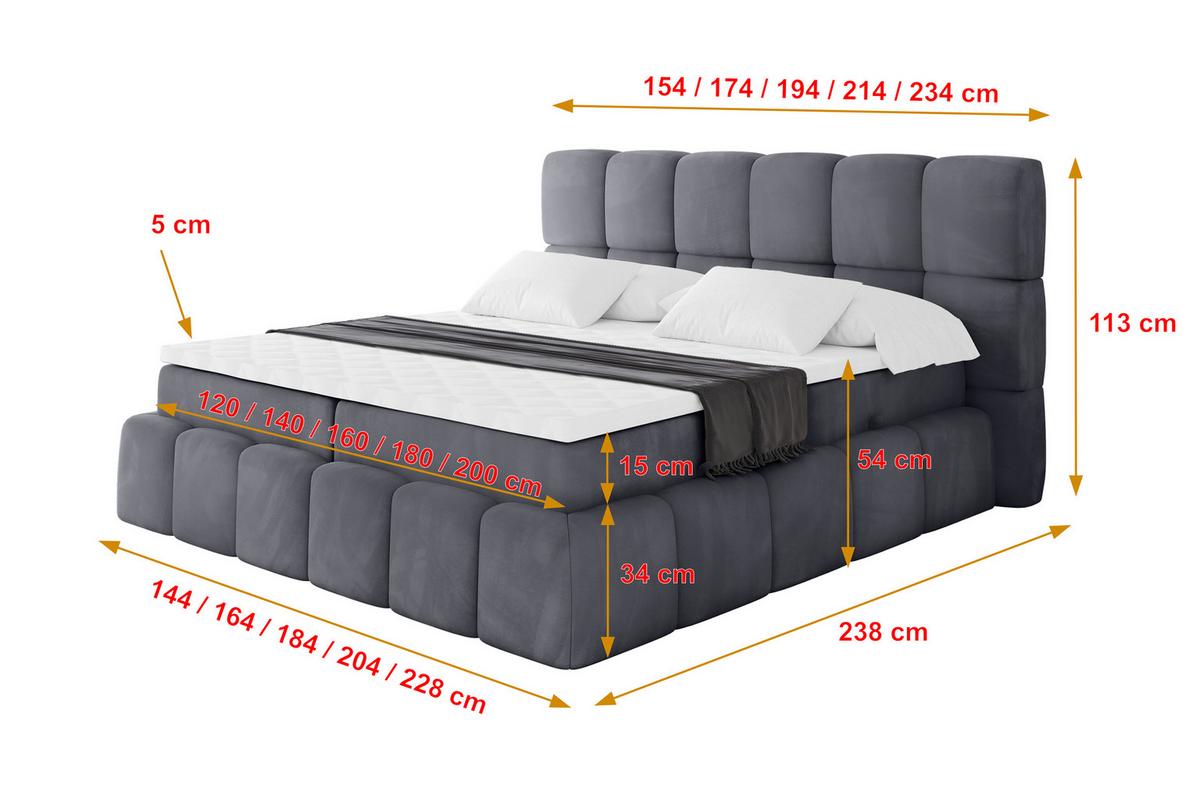 BOXBETT - AURI-H3 - 120x200 Dunkelgrau Casablanca - Dunkelgrau, Holzwerkstoff (120/200cm) - ALTDECOR