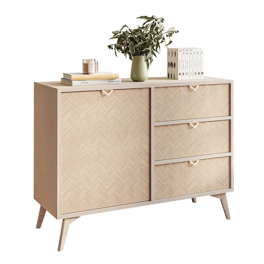KOMMODE ALOE KSZD106 mit Schubladen Sandbeige - Beige, Holzwerkstoff (106/80/38cm) - Lookway