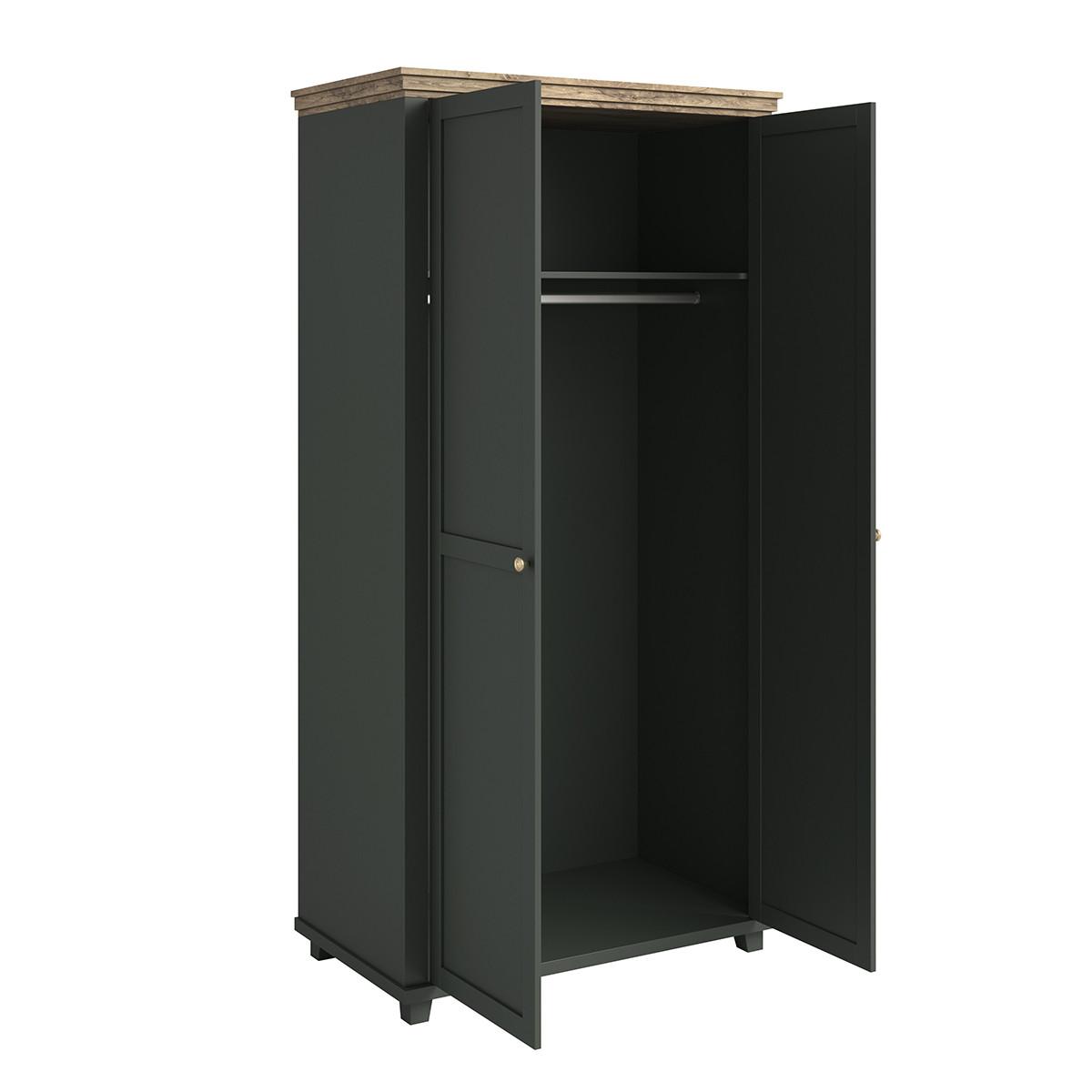 SCHRANK 2 Türen Martin Grün und Holz - Grün, Holzwerkstoff (108.1/216.1/61.7cm) - Petits-meubles
