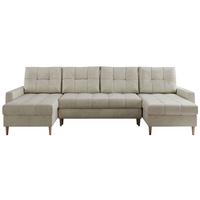 WOHNLANDSCHAFT Colin U Velvet Beige - Beige/Braun, Holz/Textil (290/75/140cm) - MKS