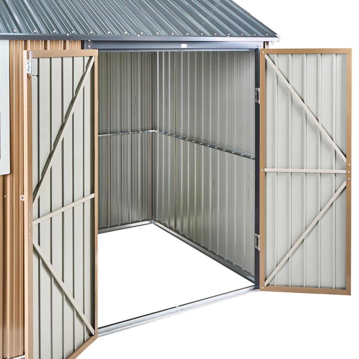 GERÄTEHAUS 248 cm 161 cm Braun Nocciano - Dunkelgrau/Braun, Metall (248/218/161cm) - Beliani