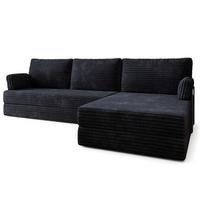 ECKSOFA ANKO modulares Boneless Sofa mit Schlaffunktion Schwarz Kordstoff - Schwarz, Textil (270/160cm) - MASSENO