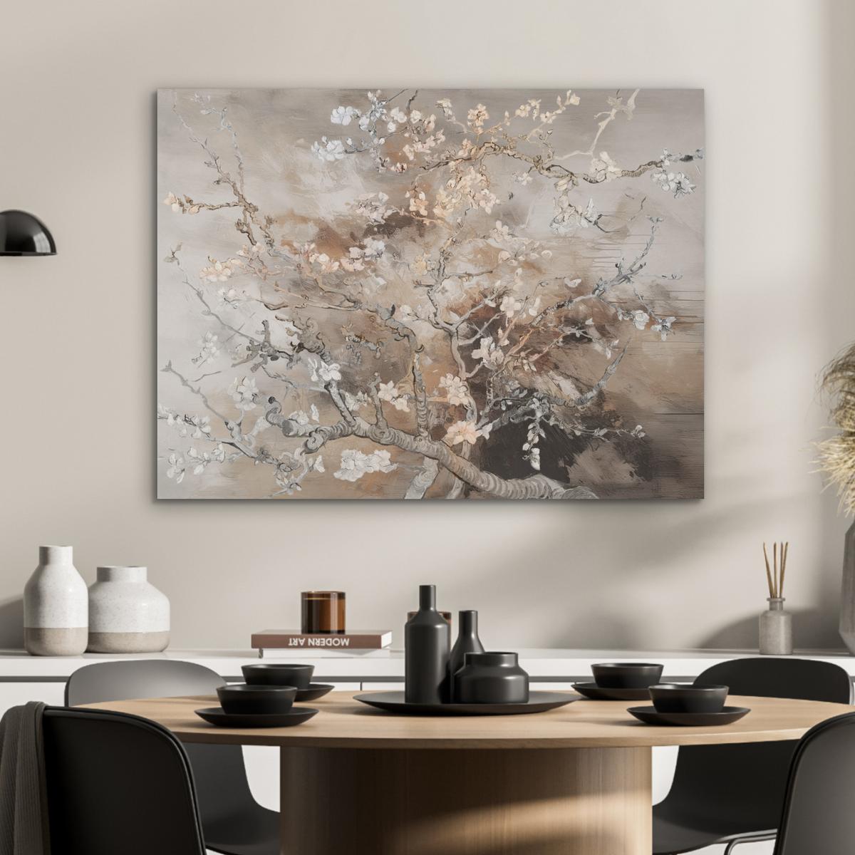 AKUSTIKBILD Mandelblüte - Kunst - Van Gogh - Beige - Abstrakt Gemälde 80x60 cm - Braun, Kunststoff (80/60cm) - MuchoWow