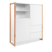 HIGHBOARD weiß, Eiche Artisan 120 cm, Kommode im skandinavischen Design - Weiß/Eiche Artisan, Holzwerkstoff (120/139/40cm) - Furn.Design