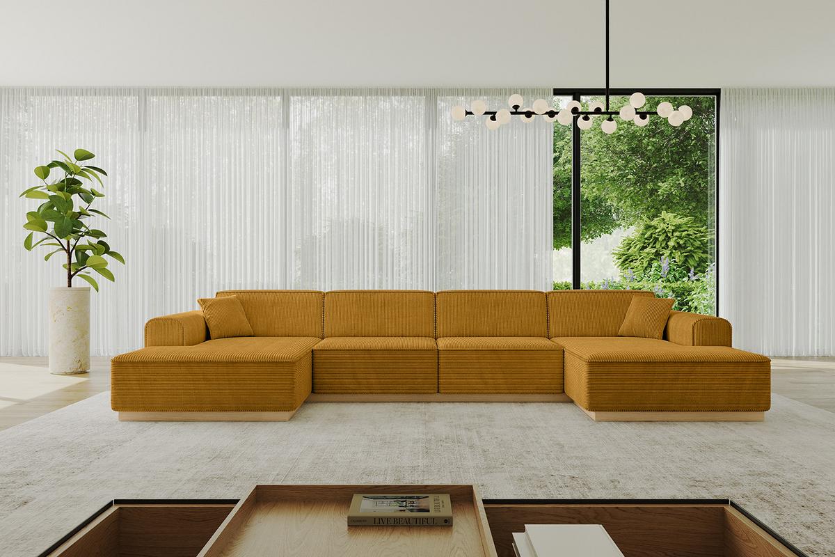WOHNLANDSCHAFT IREA-U2-v2 - 386x165x80 cm Senfgelb - Grün, Holzwerkstoff/Textil (386/80/165cm) - ALTDECOR