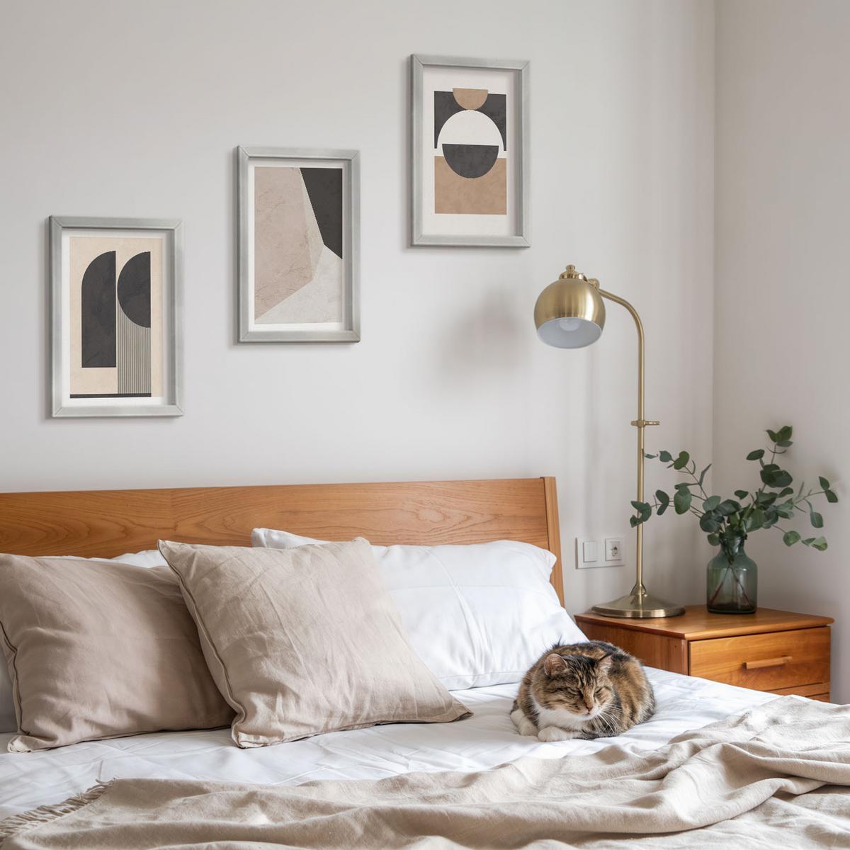 BILDER SET 3er Set - 20x30 cm Silberner Rahmen - Abstrakte Formen beige braun - Silberfarben, Kunststoff (20/30cm) - TULUP