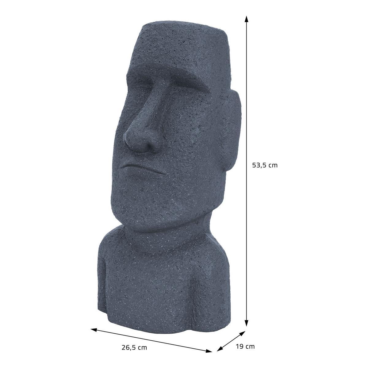 MOAI RAPA NUI STATUE 53,5 cm hoch Grau aus Polyresin - Grau, Kunststoff (19/53.5/26.5cm) - ECD-Germany