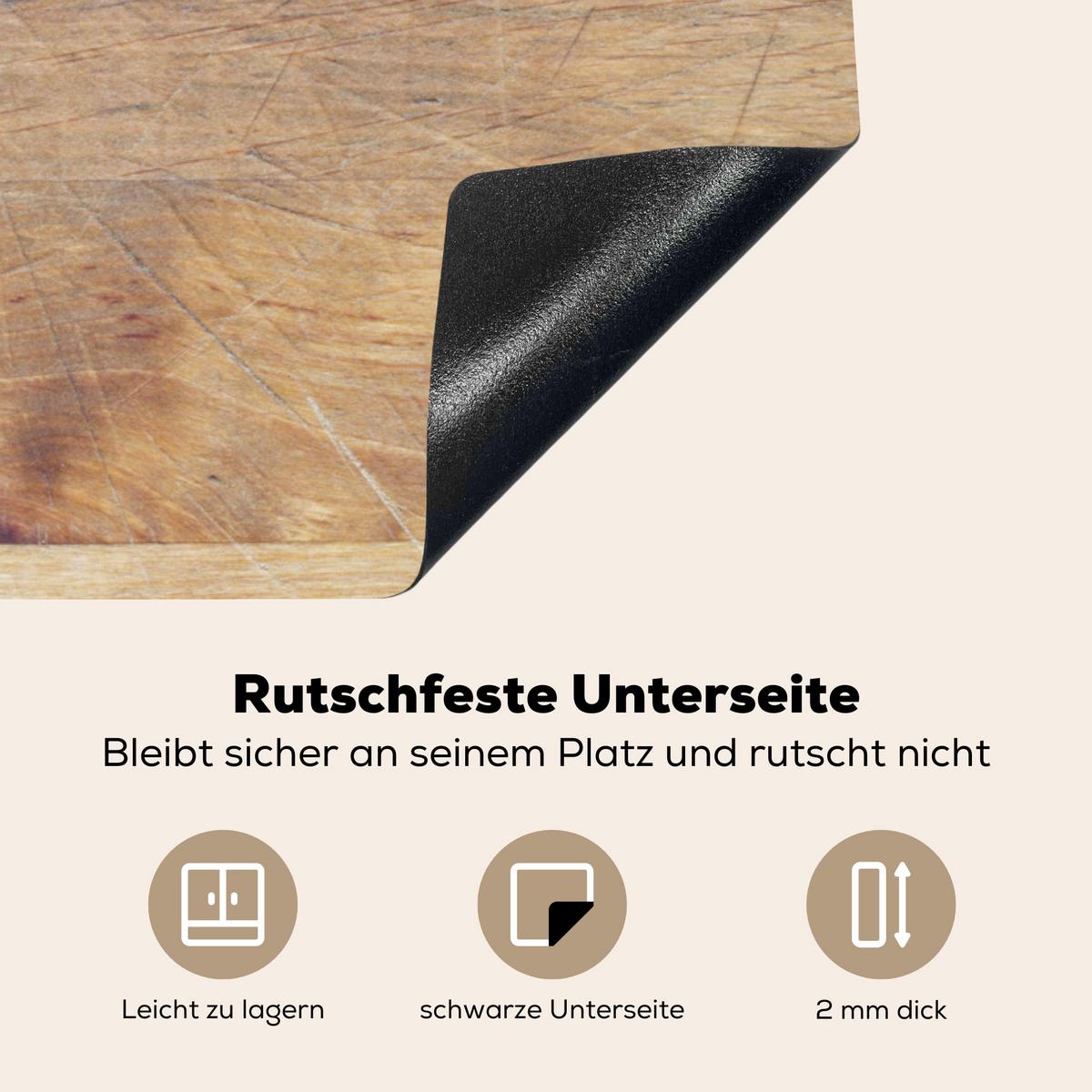 HERDABDECKPLATTE Holz - Löffel - Braun - Smiley Induktionsmatte 77x59 cm - Hellbraun, Kunststoff (77/59/0.2cm) - MuchoWow