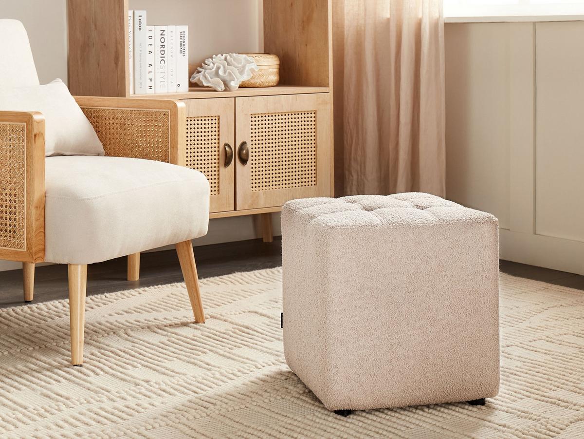 POUF Beige Kansas - Beige, Textil (38/39/38cm) - Beliani