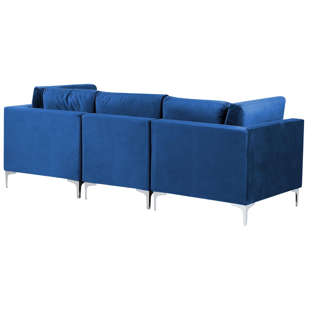3-SITZER-MODULSOFA Samtstoff marineblau mit Metallbeinen Evja - Blau, Textil (235/84/85cm) - Beliani