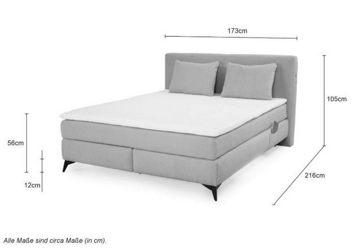BOXSPRINGBETT 160x200 cm, 7-Zonen-Tonnentaschen-Federkernmatratzen H3, Topper, Bonell-Federkern, Beleuchtung, USB-Ladeports, Chenille Beige / 20013 - Beige/Schwarz, Textil/Metall (160/200cm) - luma-home