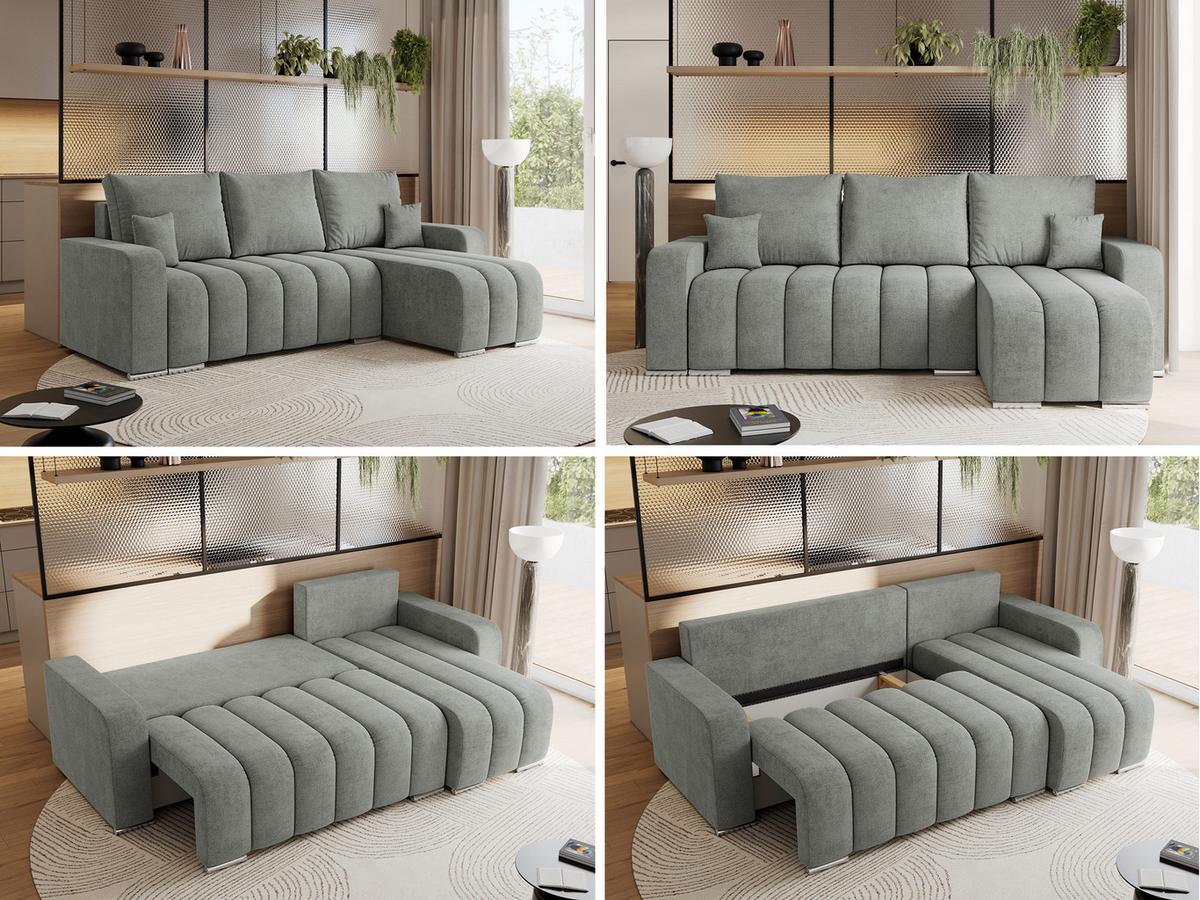 ECKSOFA KIRASSO L Grau Stukture - Grau, Textil (245/147cm) - MKS