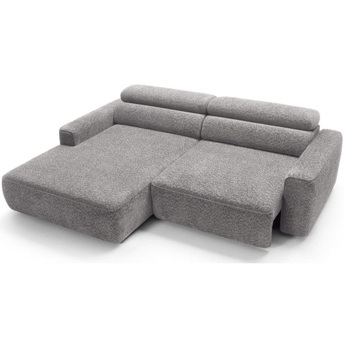 ECKSOFA Fando Hellgrau Chenille - Hellgrau/Schwarz, Kunststoff/Textil (252/182cm) - Selsey