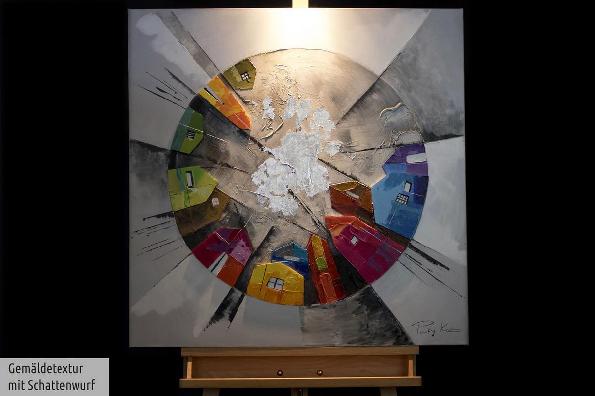 ÖLGEMÄLDE 80/80 cm - Silberfarben/Multicolor, Holz/Textil (80/80cm) - KUNSTLOFT