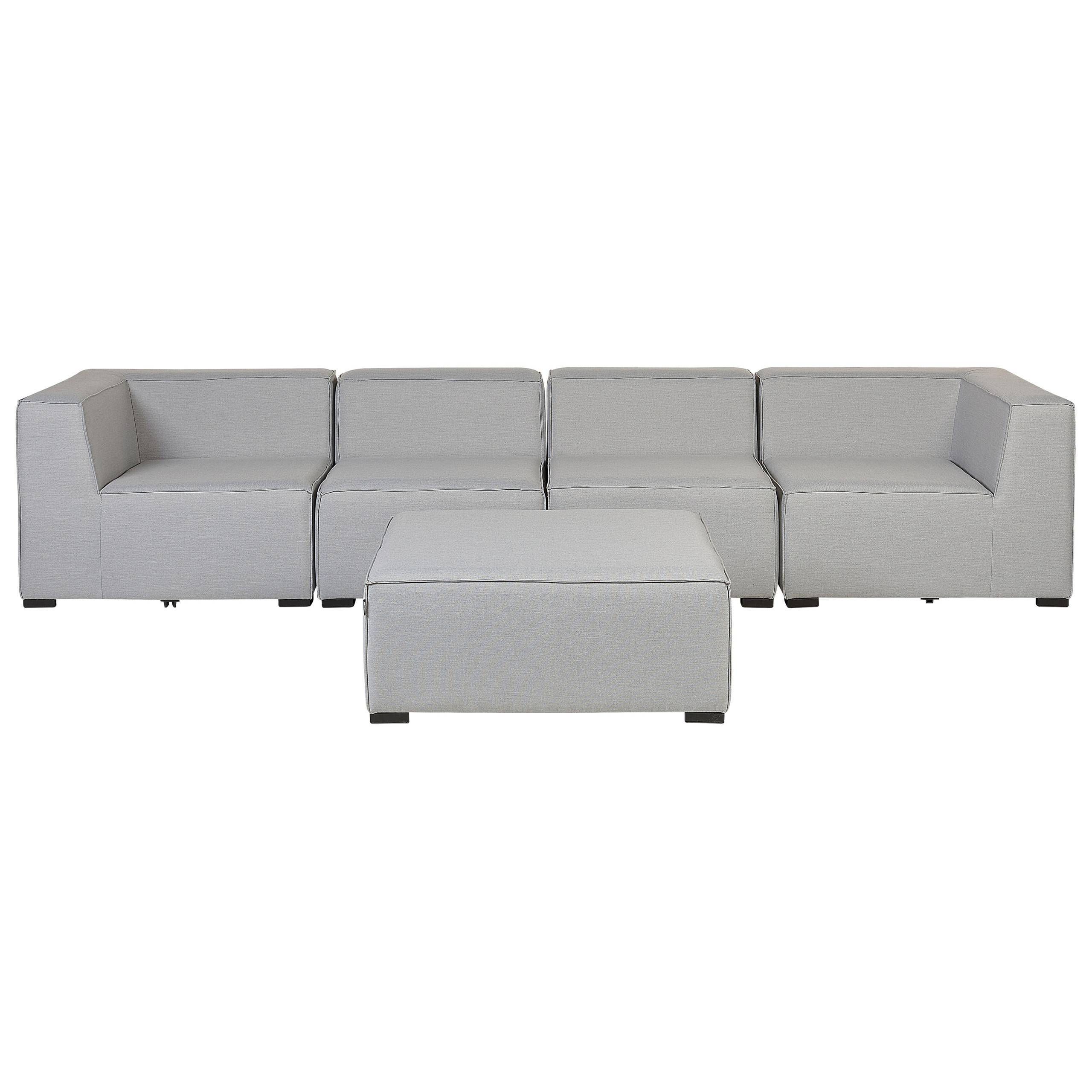 LOUNGE SET 4-Sitzer hellgrau modular Arezzo - Hellgrau, Textil - Beliani