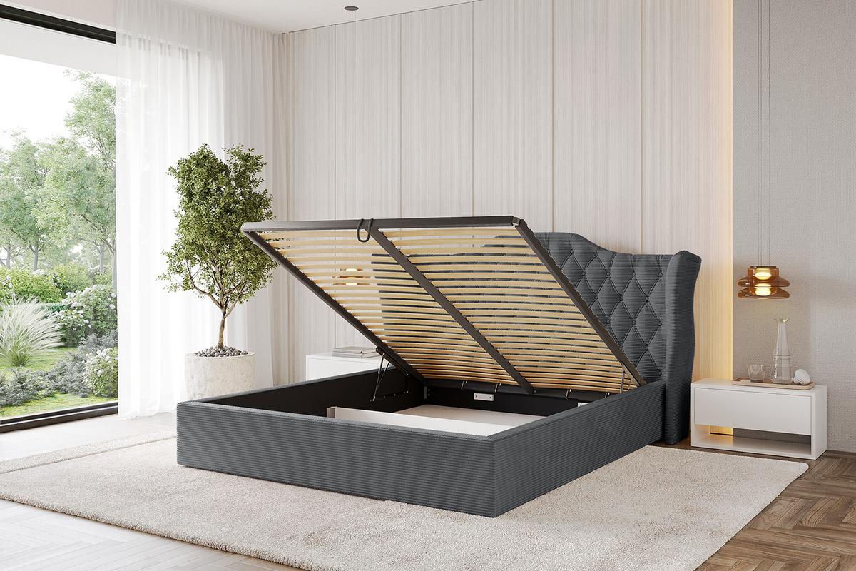 POLSTERBETT mit Bettkasten und Lattenrost, Boxbett ohne Matratze - ZORAN 140x200 Dunkelgrau - Anthrazit, Holzwerkstoff/Textil (140/200cm) - ALTDECOR