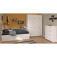 KINDERZIMMER Set 3-tlg. Kleiderschrank Kommode Bett 90x200 cm - Silberfarben/Weiß, Holz/Holzwerkstoff (206/203/113cm) - Parisot Meuble