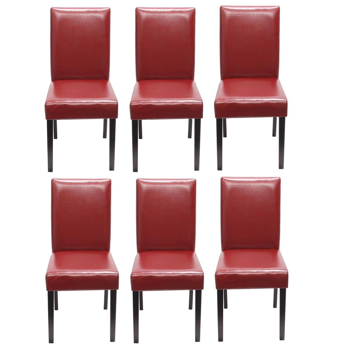 ESSZIMMERSTUHL Rot, Dunkelbraun 6er-Set - Dunkelbraun/Rot, Textil (43/90/56cm) - MCW