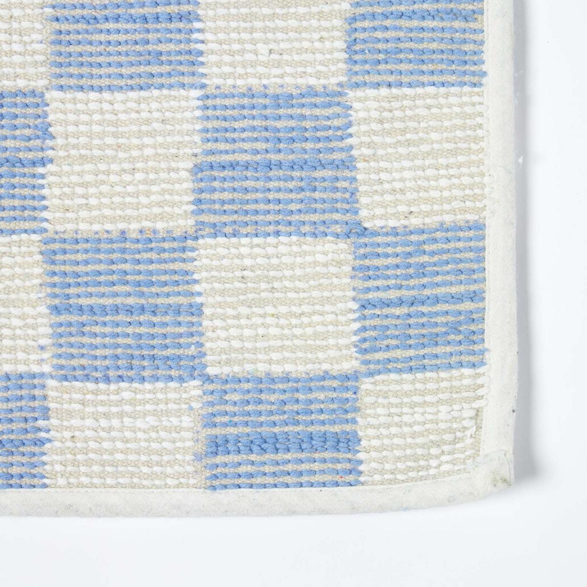 BADEMATTE 50/80 cm Karomuster, Baumwolle - Blau, Textil (50/80cm) - Homescapes