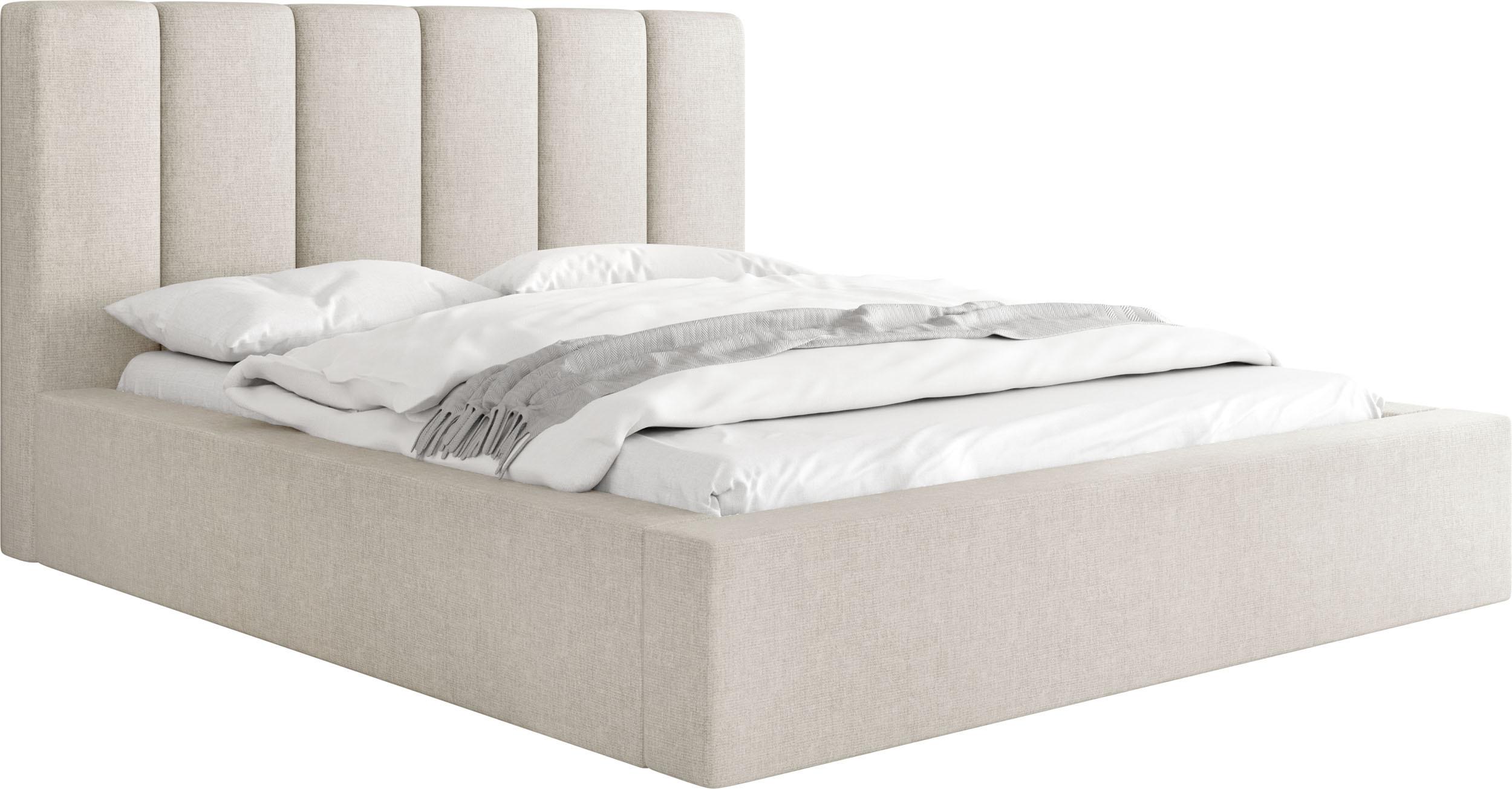 POLSTERBETT Amira - Birkefarben/Creme, Holzwerkstoff/Kunststoff (120/200cm) - WFL GROUP