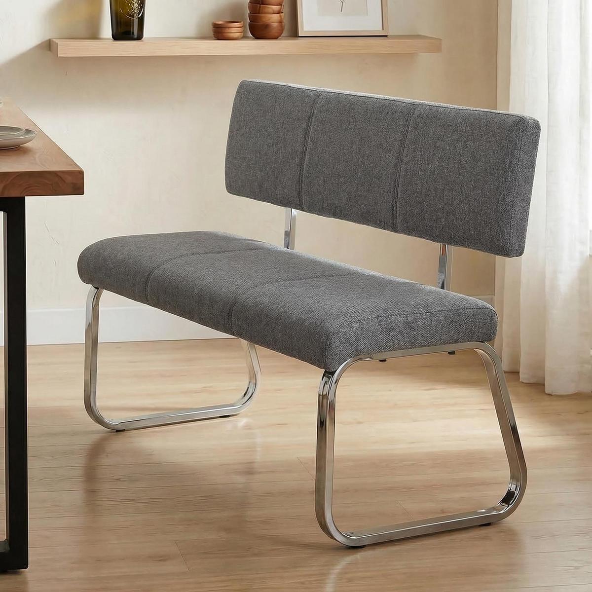 ESSZIMMERBANK VILAS - Grau, Textil/Metall (136/89/59cm) - IDIMEX