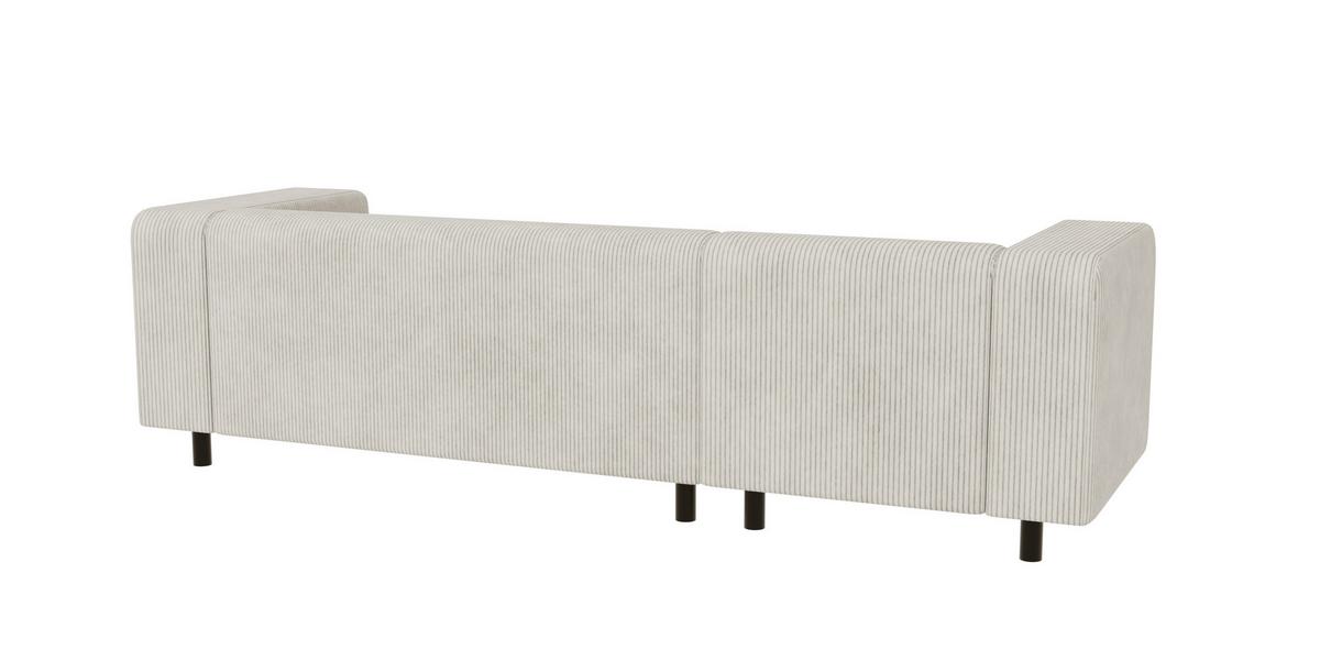ECKSOFA Tove Beige Cord - Ottomane links - Beige/Schwarz, Holz/Kunststoff (240/142cm) - S-Style Möbel