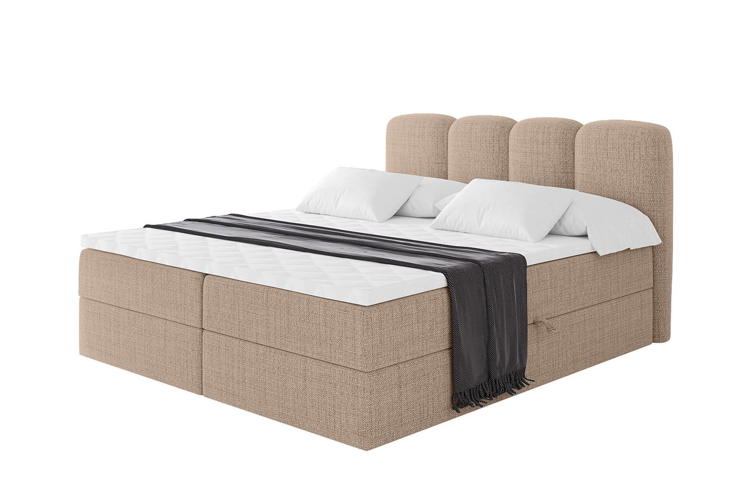 BOXBETT mit Matratze H4 - NINA - 180x200 cm - Dunkelbeige - Cappuccino, Holzwerkstoff (180/200cm) - ALTDECOR