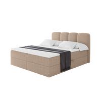 BOXBETT mit Matratze H4 - NINA - 180x200 cm - Dunkelbeige - Cappuccino, Holzwerkstoff (180/200cm) - ALTDECOR
