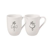 KAFFEEBECHER MR AND MRS Statement weiß 280 ml 2er Set - Weiß, Keramik (0.28L) - Villeroy & Boch