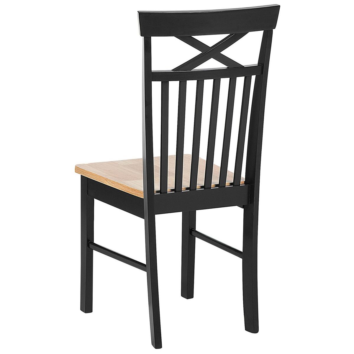ESSZIMMERSTUHL 2er-Set Gummibaumholz schwarz/hellbraun Houston - Hellbraun/Schwarz, Holz (44/94/45cm) - Beliani