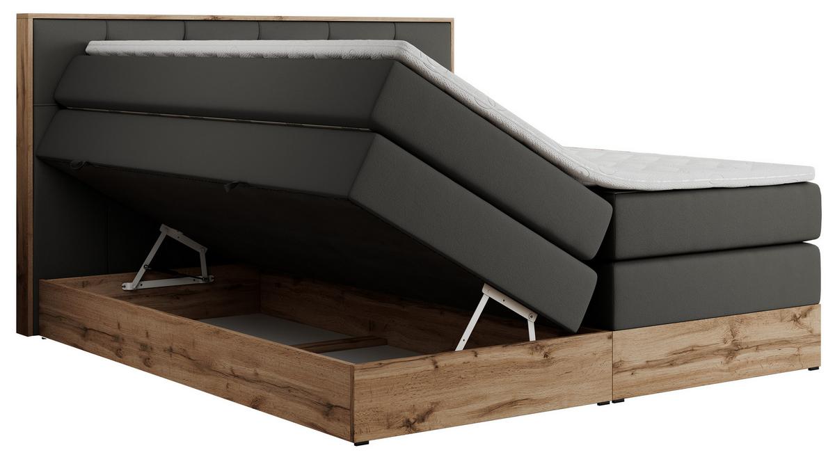 BOXSPRINGBETT VENETO KING 140/200 Dunkelgrau Kunstleder - H3 - Dunkelgrau, Holz/Textil (140/200cm) - MKS
